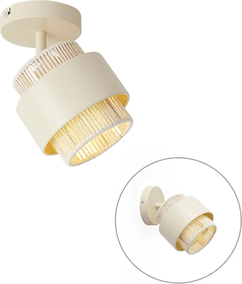 Модерен бежов прожектор с въже, въртящ се и накланящ се - Kora