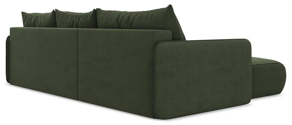 Зелен разтегателен ъглов диван с място за съхранение (ляв ъгъл) Nanea – Makamii