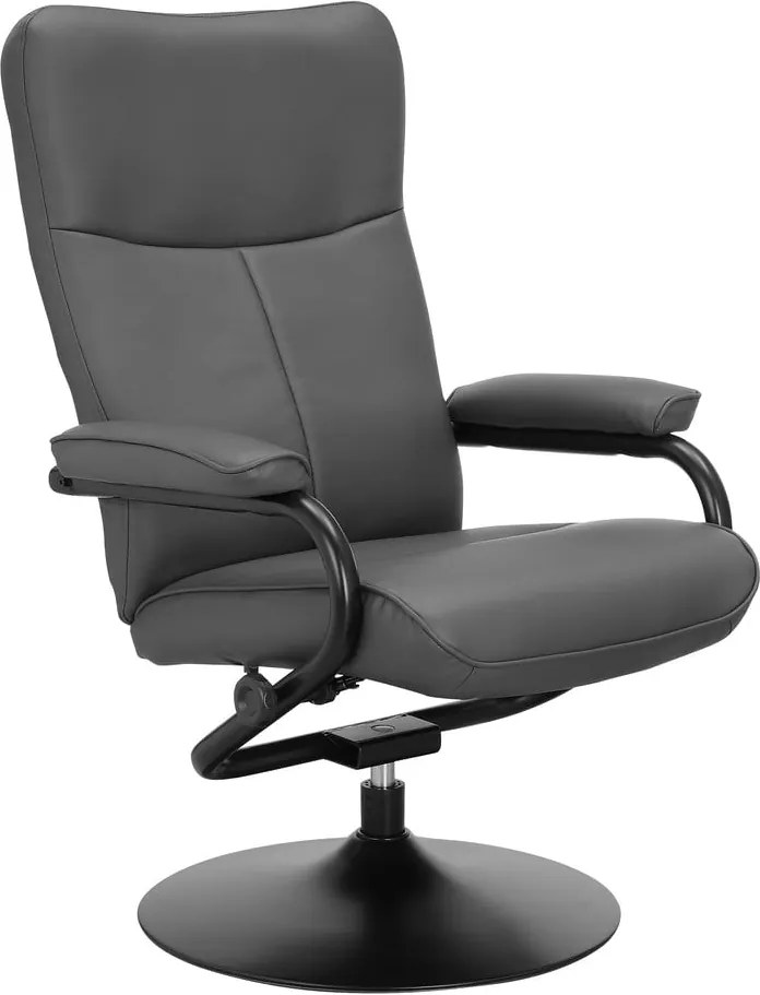 Сив релаксиращ фотьойл с табуретка от изкуствена кожа Istad – Støraa