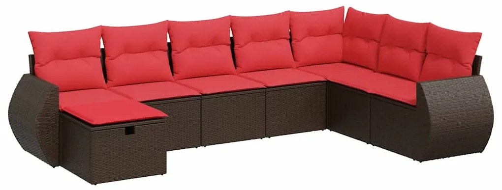 3325640 vidaXL Градински комплект с възглавници, 8 части, кафяв, полиратан