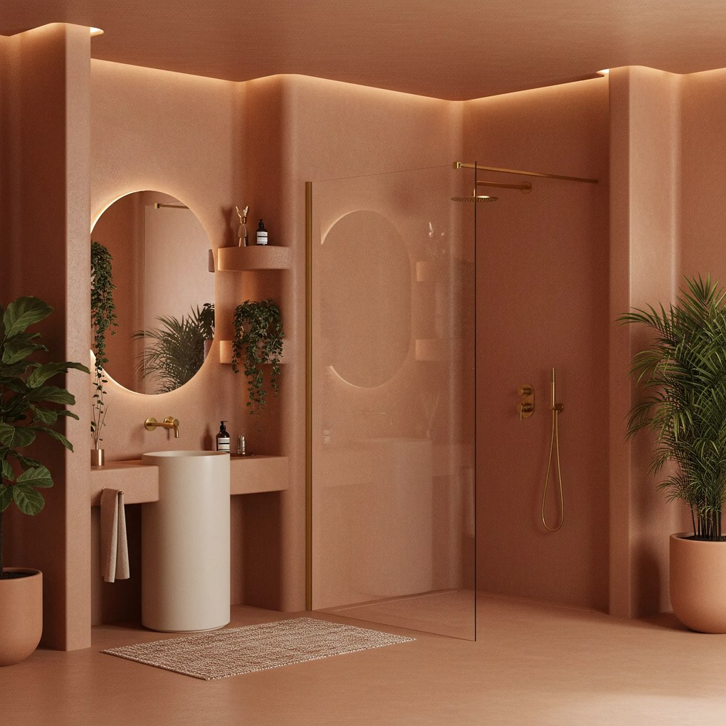 Параван за душ Rea Flexi Transparent / Brush Gold 110