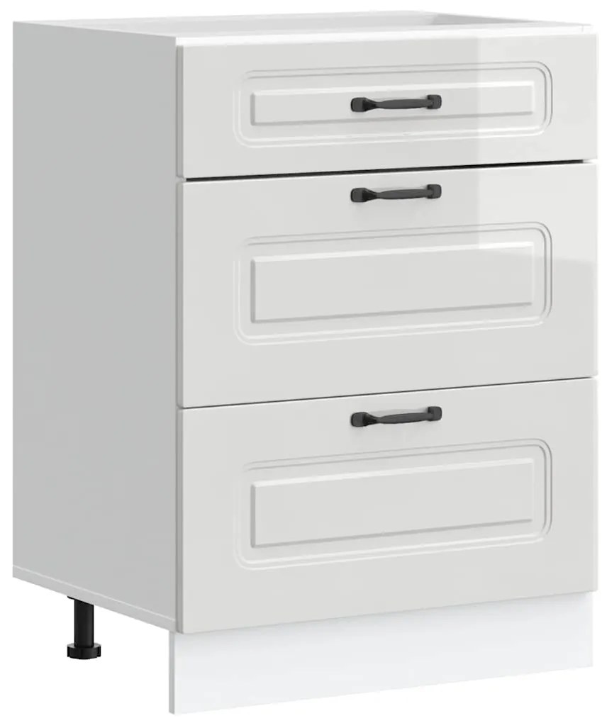 854281 vidaXL Кухненски шкаф "Kalmar" с висок гланц, бяло, инженерно дърво