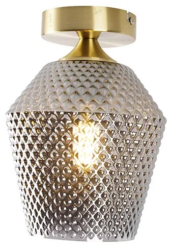 Таванна лампа в стил арт деко месинг с опушено стъкло - Karce