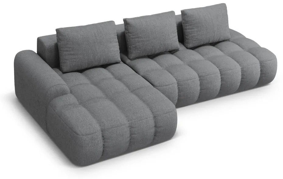 Сив сгъваем/с място за съхранение ъглов диван (ляв ъгъл) Linz – Cosmopolitan Design