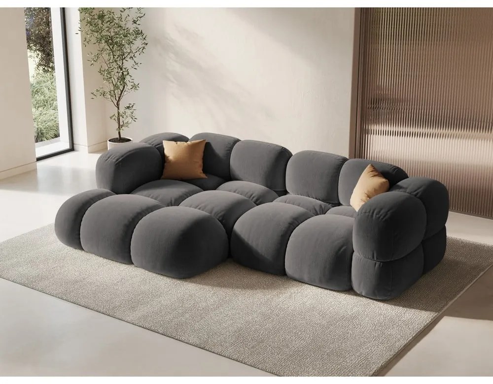 Сив кадифен ъглов диван (ляв ъгъл) Loretto – Cosmopolitan Design