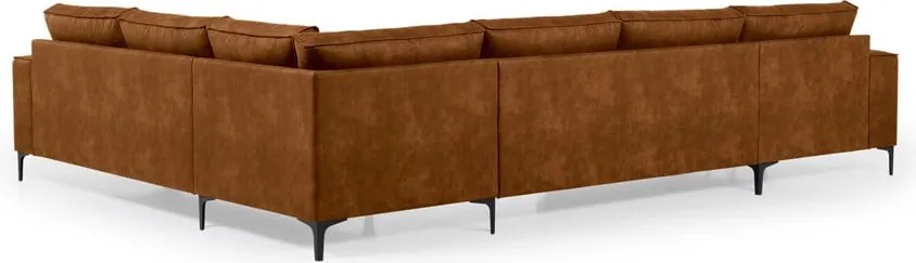Кафяв ъглов диван от изкуствена кожа (ляв ъгъл/"U") Copenhagen - Scandic