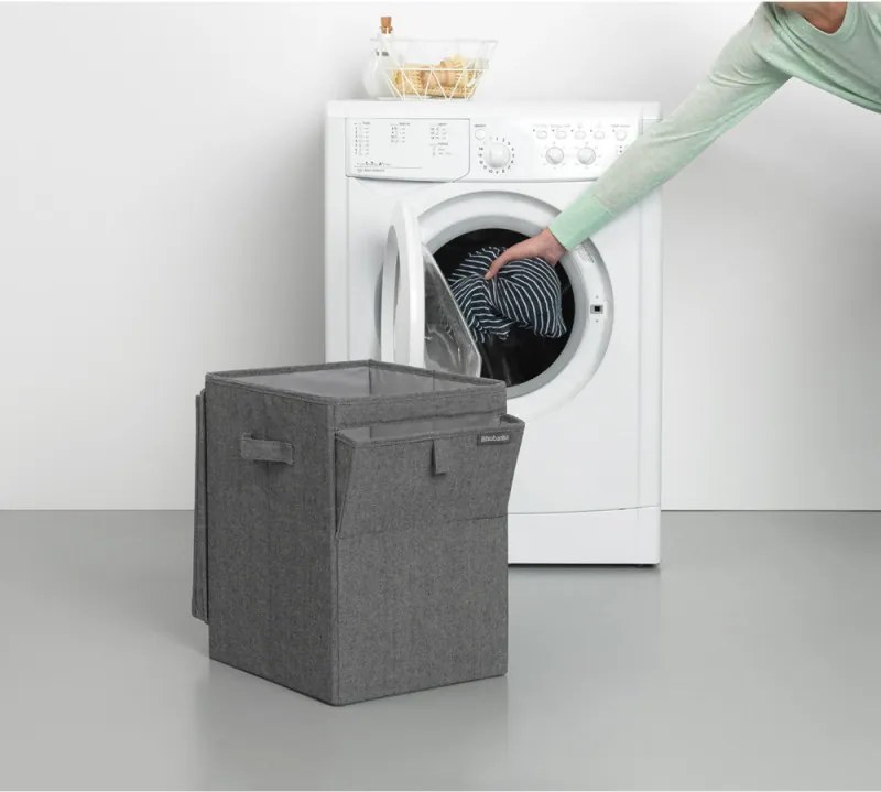 Кутия за пране Brabantia Stackable 1000828, 35 л, Преден отвор, Широк капак, Сгъваема, Черен