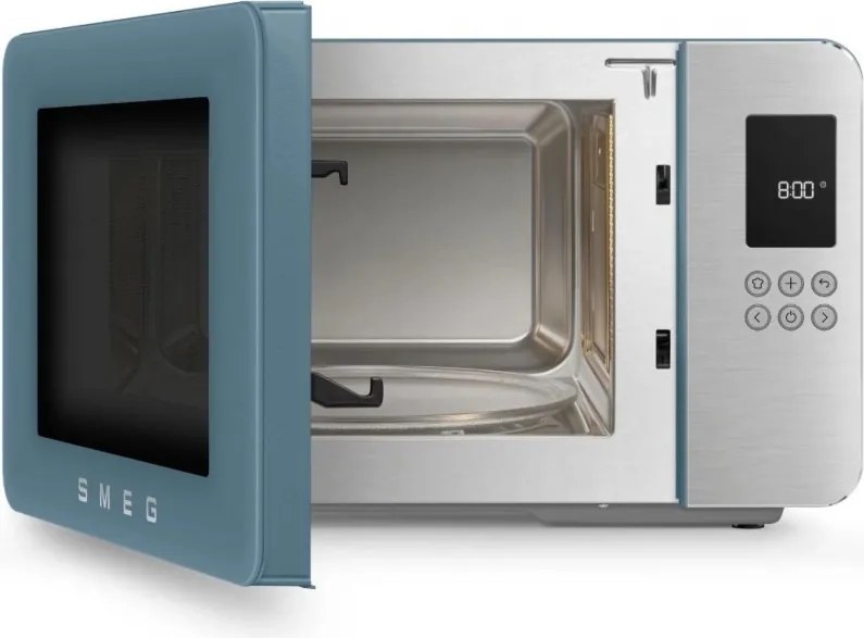 Микровълнова фурна с грил 4в1 SMEG Collezione MOC01SBMEU, 1900W, 29 л, 18 програми, Плавно затваряне, Звуков сигнал, LCD, Син