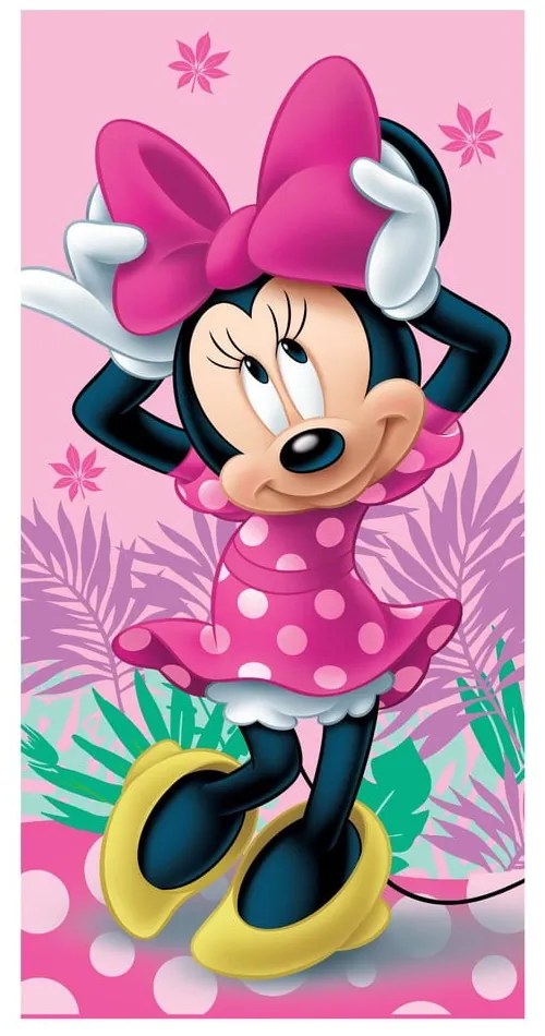 Розова памучна детска кърпа 70x140 cm Minnie "Pink" – Jerry Fabrics