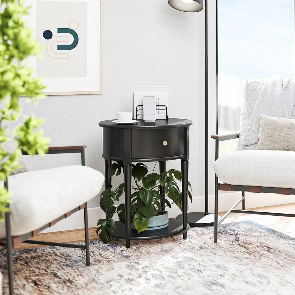 Черно нощно шкафче Aurora – Støraa