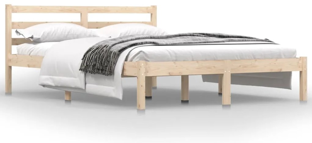 810405 vidaXL Рамка за легло, масивно дърво бор, 135x190 см, двойна
