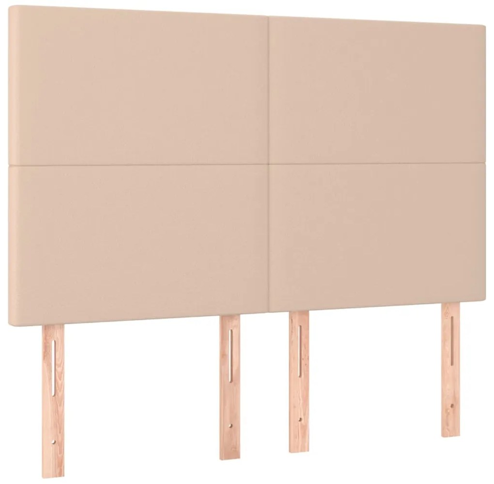 3116147 vidaXL Табла за легло, цвят капучино, 144x5x118/128 см, изкуствена кожа