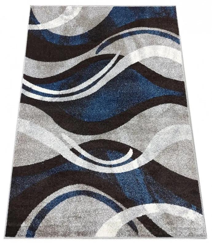 Оригинален килим с абстрактен десен в синьо-сив цвят Ширина: 80 см | Дължина: 150 см