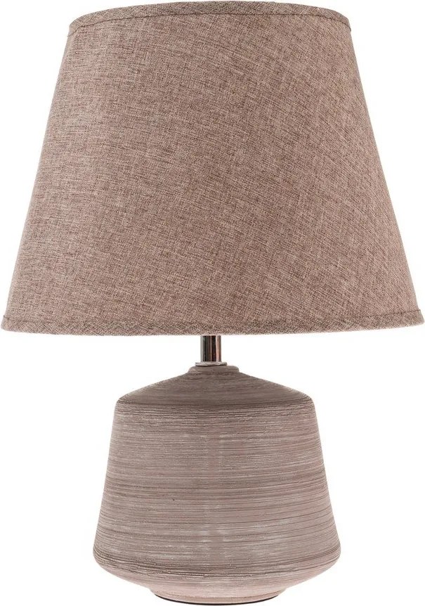 Настолна лампа с текстилен абажур в бежов и светлокафяв цвят (височина 33 cm) – Dakls