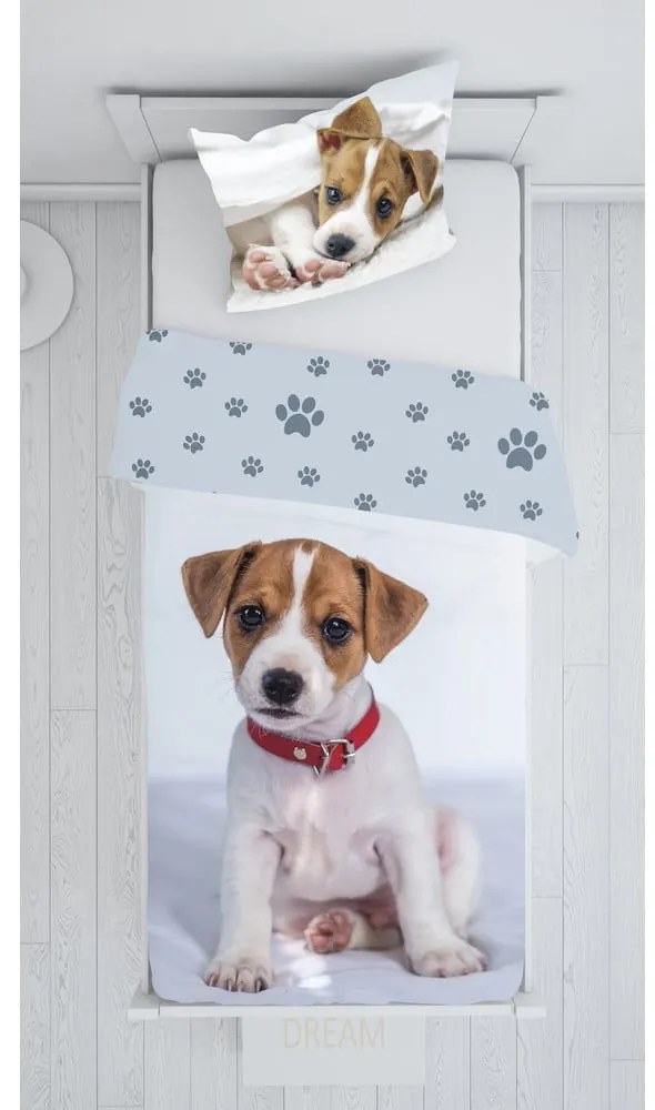 Сиво единично памучно детско спално бельо 140x200 cm Dog – Jerry Fabrics