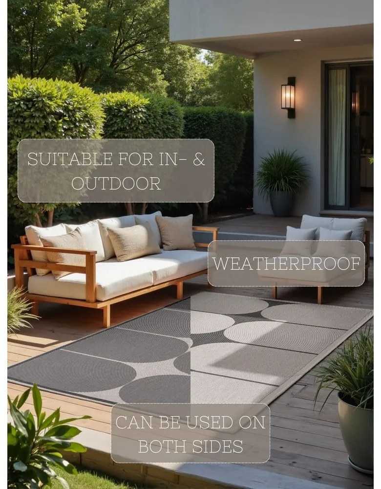 Черно-бял килим за открито и закрито 160x230 cm Duet Bowen – NORTHRUGS