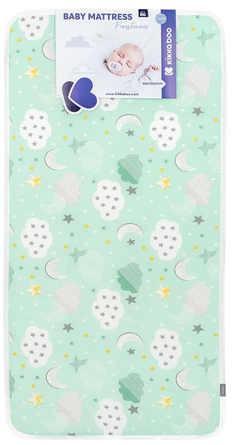 KIKKA BOO Матрак FANTASIA PLUS 60/120/7 см CLOUDS MINT