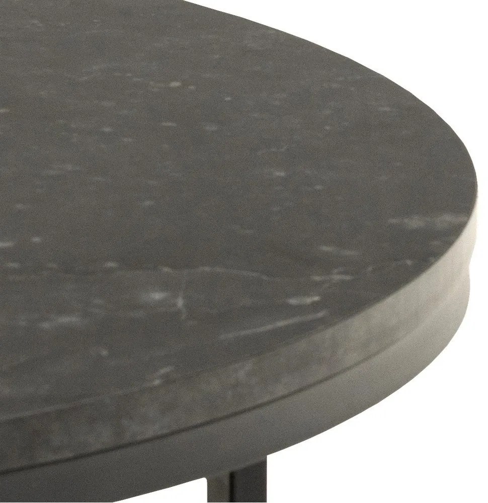 Черна кръгла масичка за кафе с плот от имитация на мрамор ø 80 cm Spiro – Actona