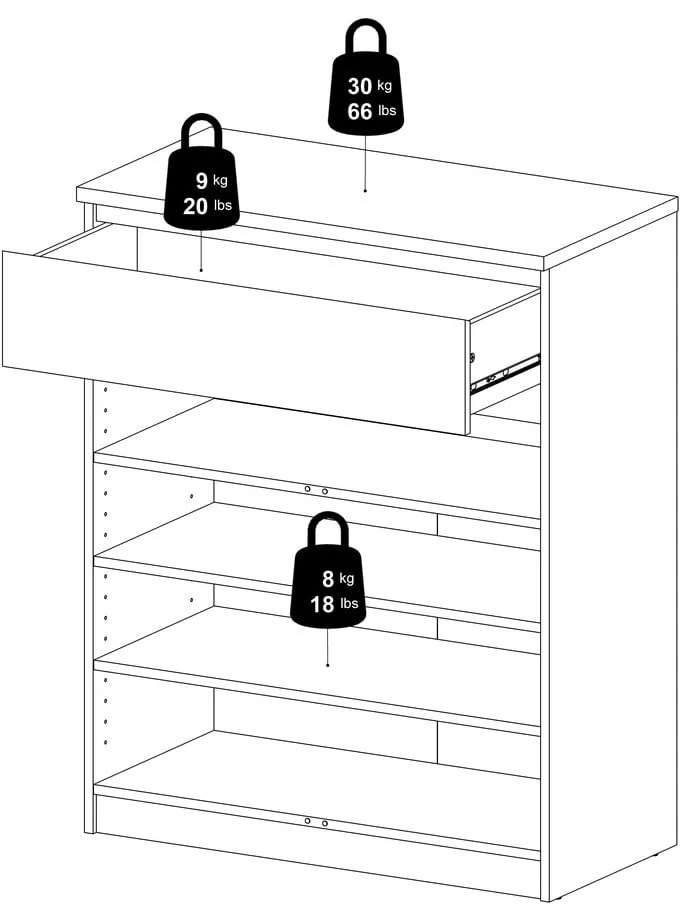 Скрин от дъбов декор в естествен цвят 80x100x40 cm Naia – Tvilum
