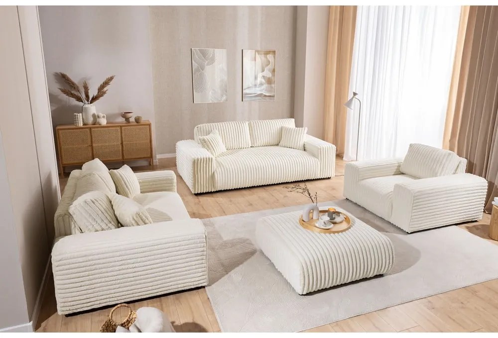 Кремав диван от рипсено кадифе 178 cm Justin – Ropez