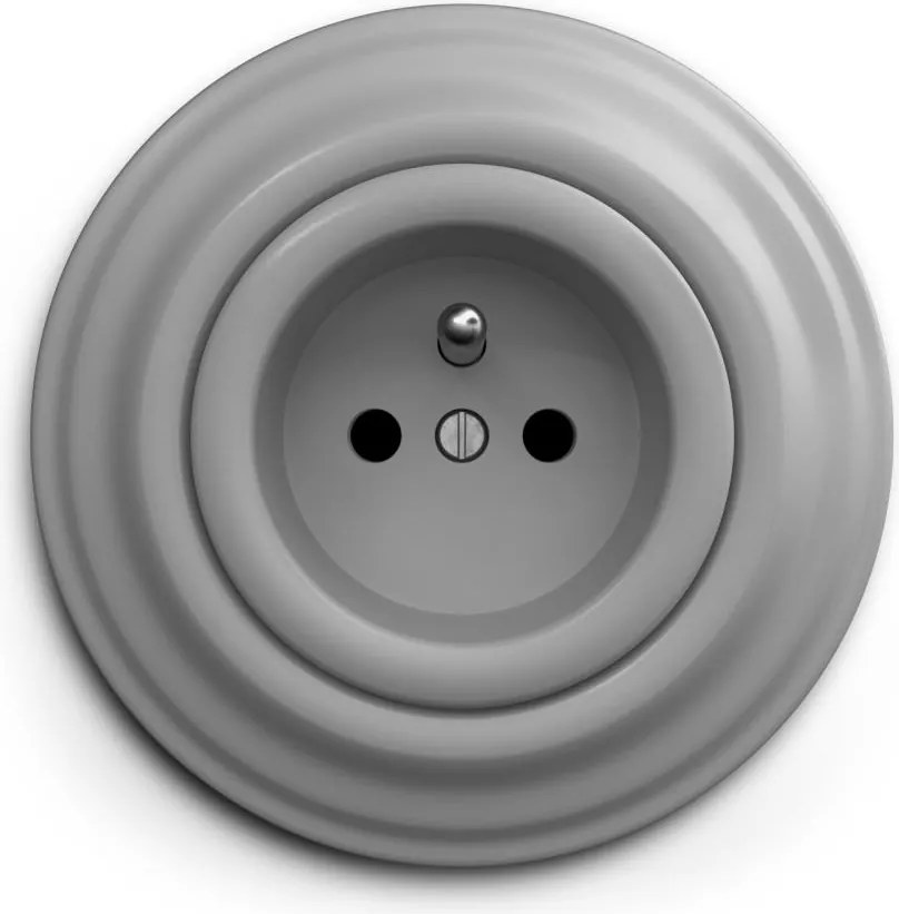 Kliklap - Ретро стенен контакт с рамка, 230 V, сив