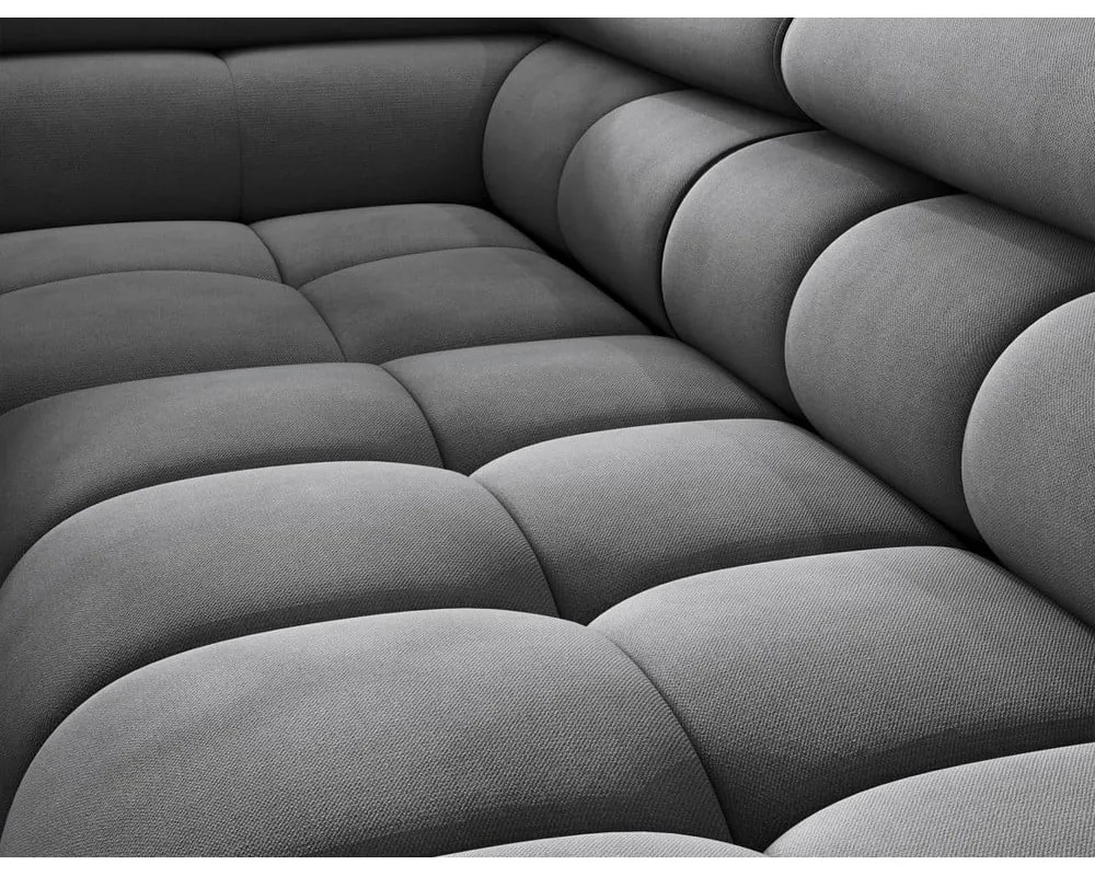 Тъмносив кадифен разтегателен ъглов диван с място за съхранение (ляв ъгъл L форма) Ferucce – ELTAP