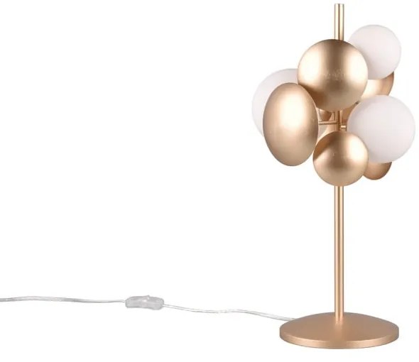 Настолна лампа със стъклен абажур в златисто и бяло (височина 50 cm) Bubble - Trio Select