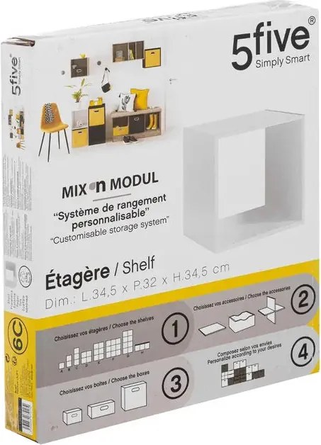 Рафт 5five Mix'n Modul, 1 отделение, MDF, 35x32x35 cm - Сив