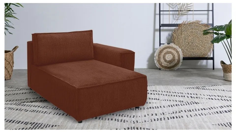 Диван модул от велур в тухлен цвят, десен ъгъл Nihad modular - Bobochic Paris