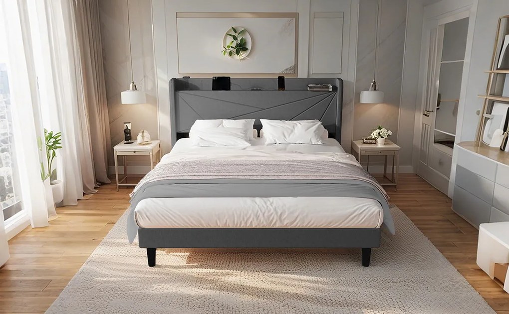 Тапицирано легло Ambrey-Сиво