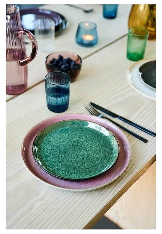 Зелена/черна десертна глинена чиния ø 21 cm Gastro Green/Black – Bitz