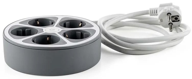 Раклонител кръг Muhler 1006181, 3680W, 5 гнезда, Ключ, H05VV-F, 1.5 м, IP20, 16A, Бял/сив