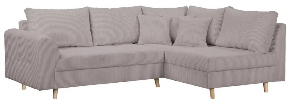 Ъглов диван от сив велур (десен ъгъл) Ariella - Ropez