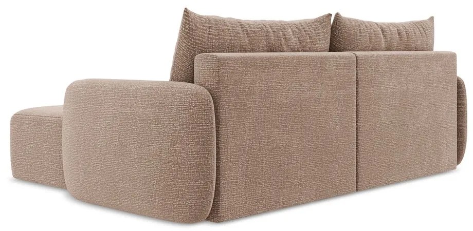 Светлокафяв разтегателен ъглов диван с място за съхранение (десен ъгъл) Kalena – Makamii