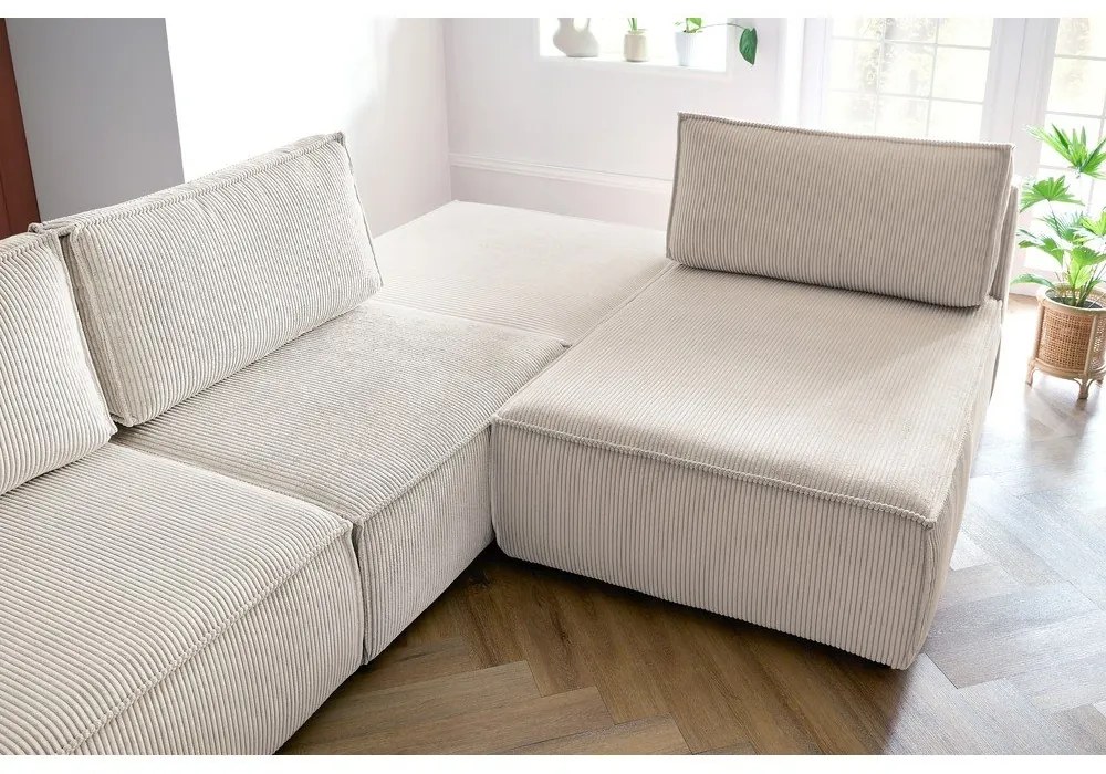 Кремав променлив велурен ъглов диван Nihad modular - Bobochic Paris