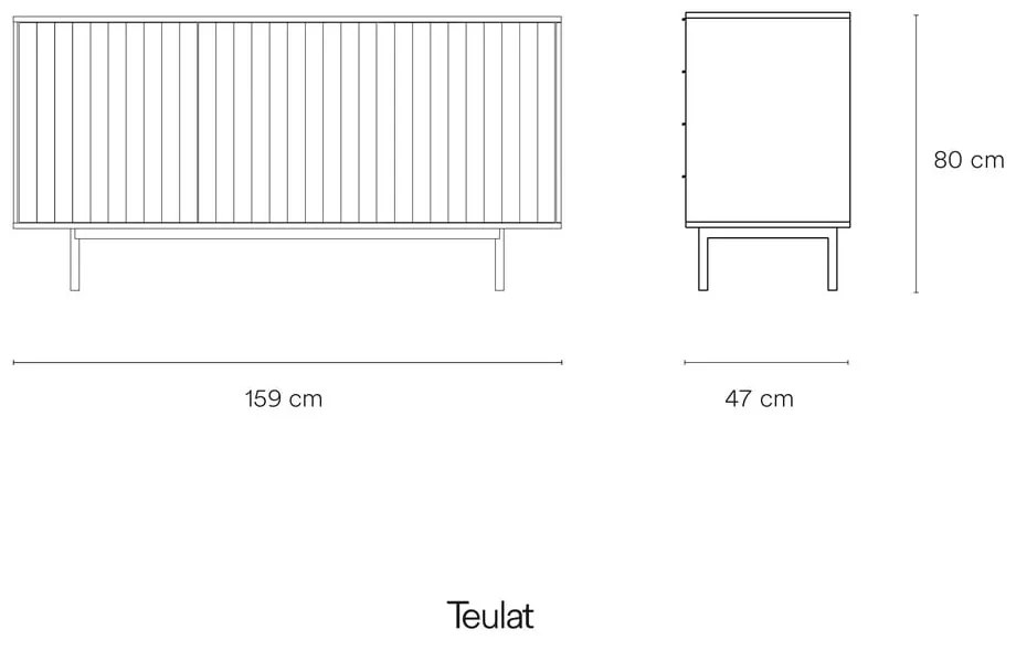 Черен нисък скрин 159x80 cm Sierra – Teulat