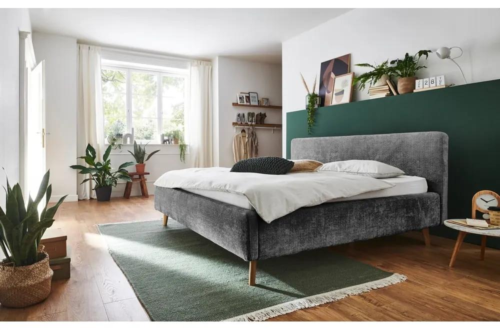 Тъмно сиво тапицирано двойно легло 160x200 cm Mattis - Meise Möbel