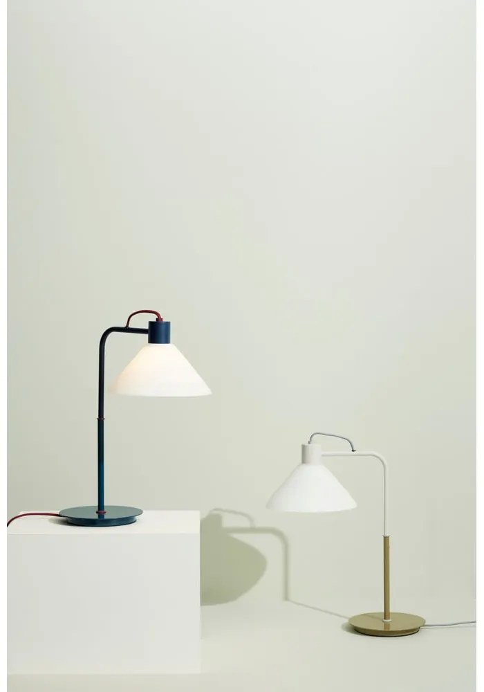 Бяла настолна лампа със стъклен абажур (височина 44 cm) Spot – Hübsch