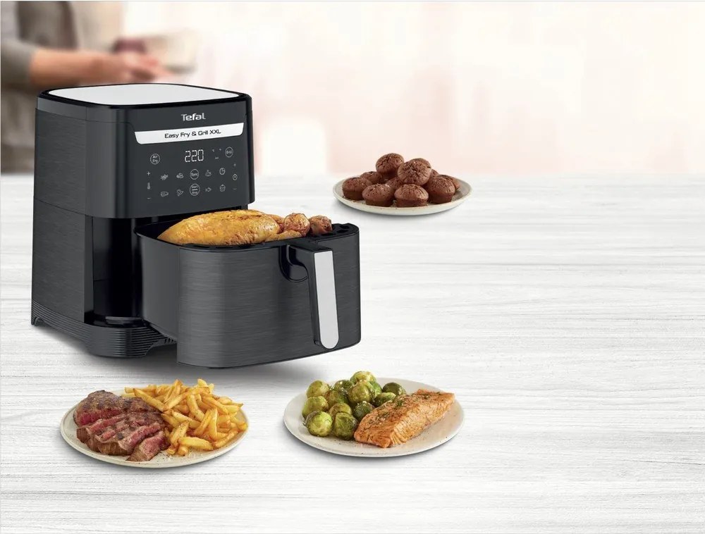 Черен фритюрник с горещ въздух Easy Fry &amp; Grill XXL EY801815 – Tefal
