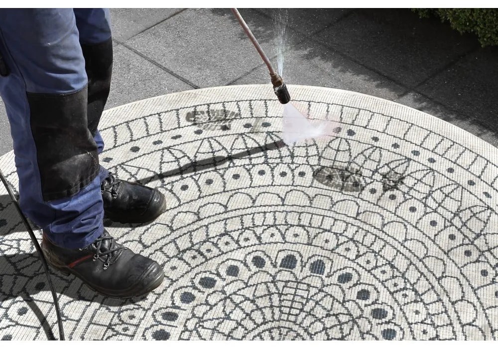 Сив и кремав килим за открито , ⌀ 140 cm Porto - NORTHRUGS