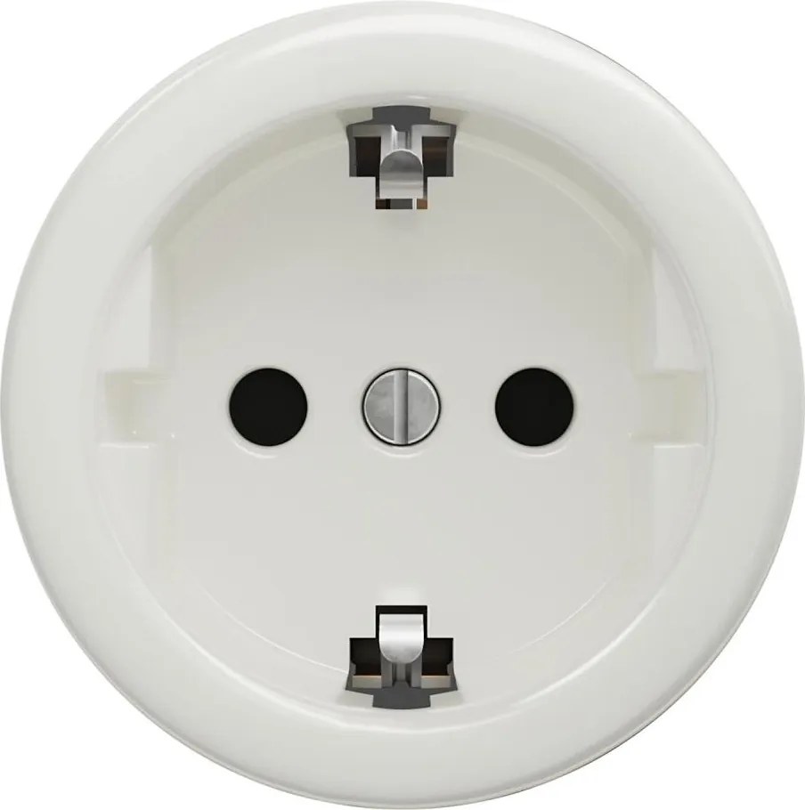 Kliklap - Ретро домашен контакт SCHUKO 230V/16A без рамка, керамичен, бял