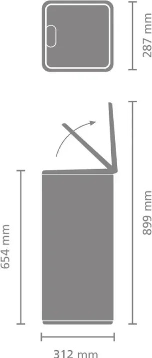 Кош за боклук Brabantia Bo Touch 1010130, 30 л, Плавно и безшумно отваряне, Голям отвор, Сив