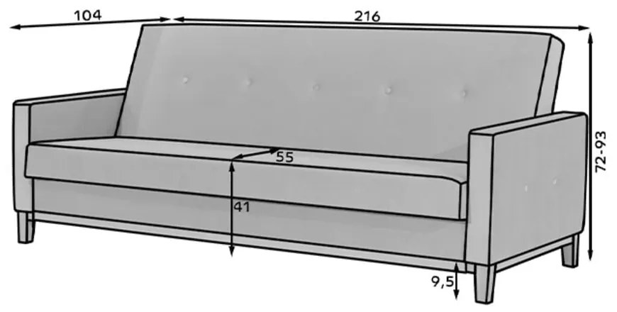 Тъмносин кадифен сгъваем/с място за съхранение диван 216 cm Selene – ELTAP