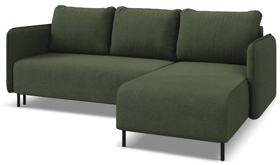 Зелен разтегателен ъглов диван с място за съхранение (десен ъгъл) Luana – Makamii