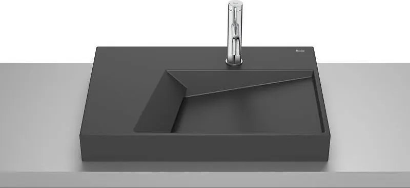 Умивалник за монтаж върху плот с отвор за смесител Horizon-G, 600 x 420 x 80mm, matt black