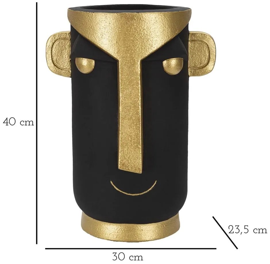 Висока ваза от полирезин в черно и златно 40 cm Tribal - Mauro Ferretti