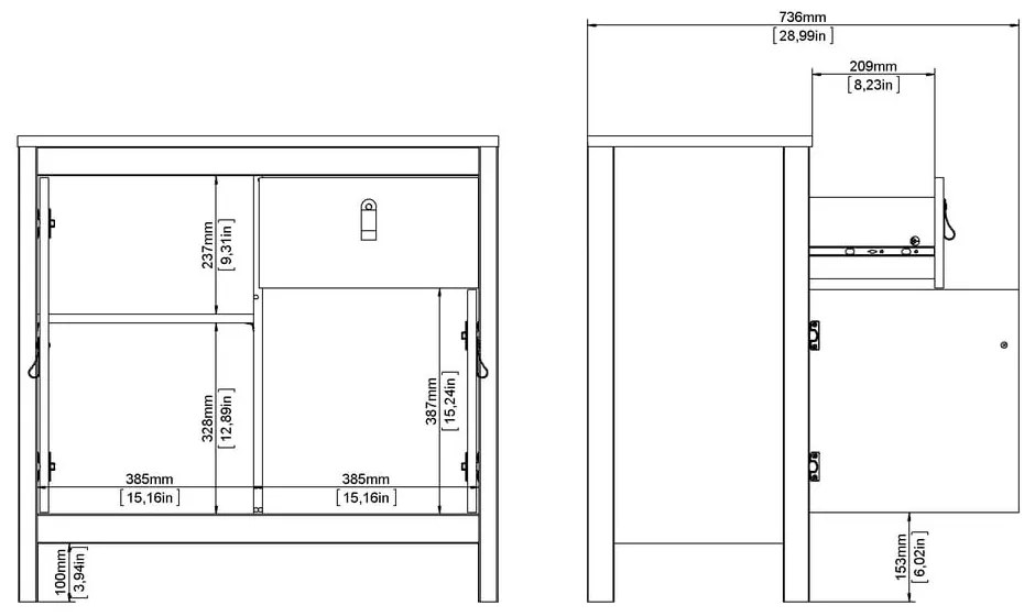 Бял нисък скрин 82x80 cm Madrid – Tvilum
