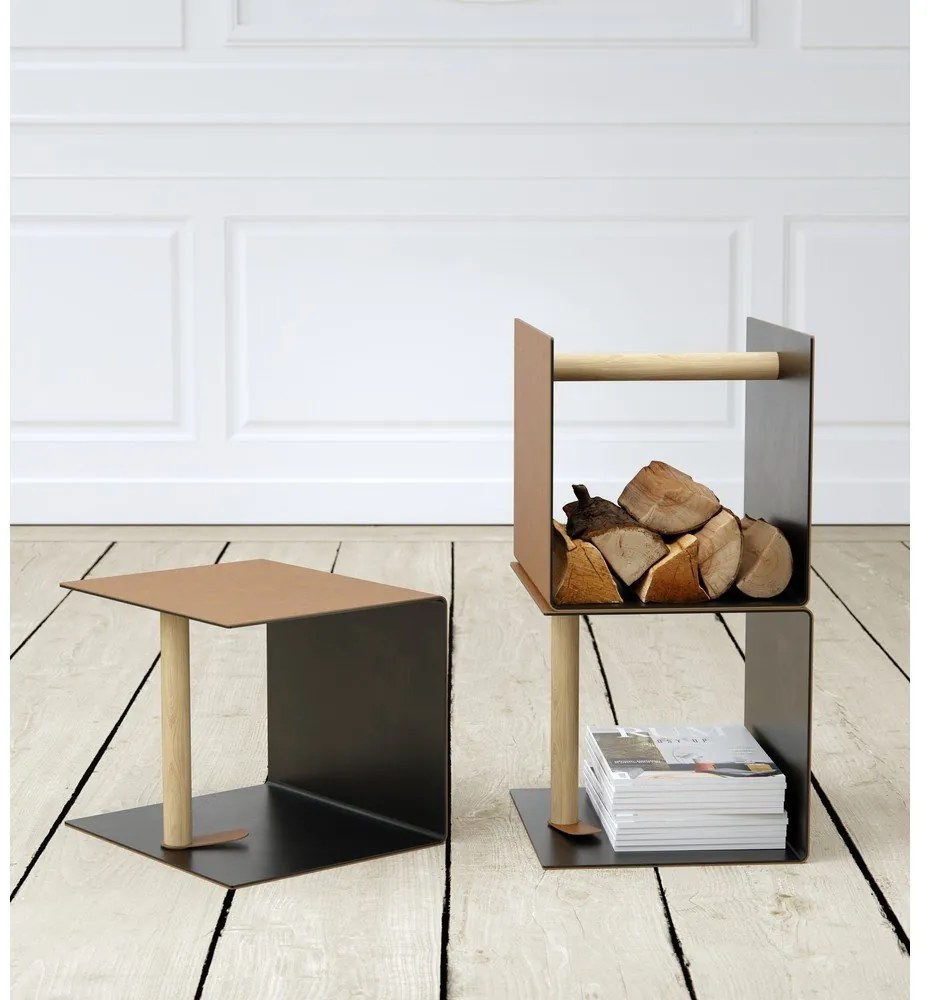 Декоративна метална кутия за съхранение от еко кожа в черен и естествен цвят 32x38x31 cm Bull – LIND DNA