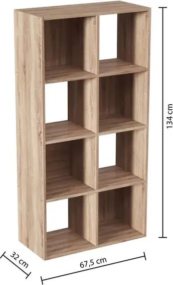 Рафт 5five Mix'n Modul, 8 отделения, MDF, 68x32x134 cm - Естествен