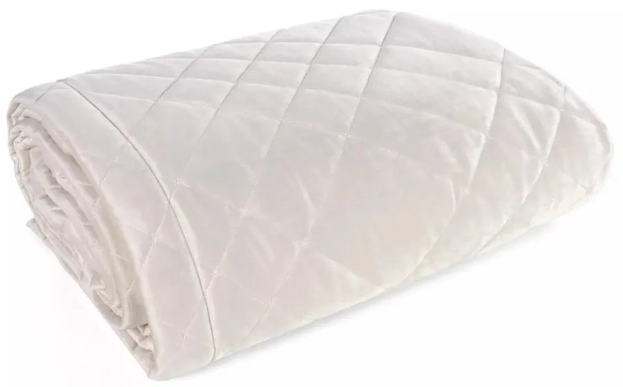 Елегантна кадифена покривка за легло с геометрични шевове - кремава Ширина: 170 см | Дължина: 210 см